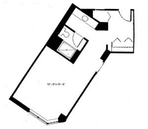 floor plan of a one bedroom apartment